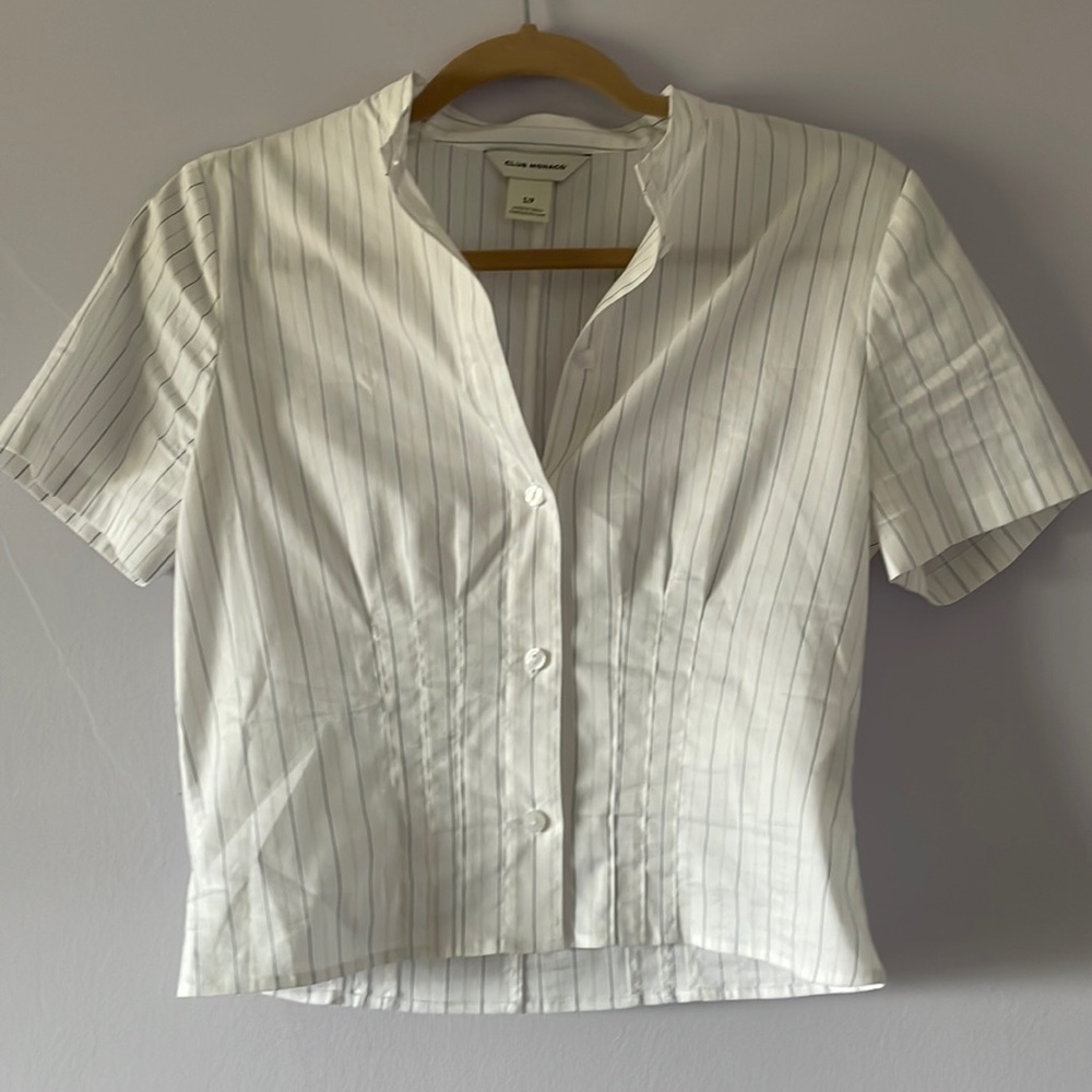 Club Monaco size S striped white collar top